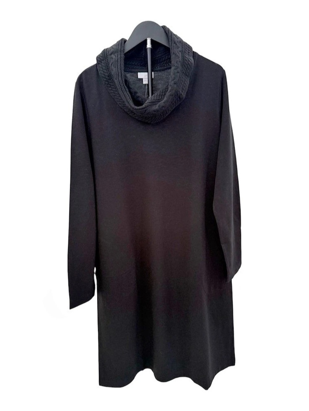 J.Jill Sweater-Trimmed Cowl-Neck Dress Black Cowl Neck Mini Dress Size Large NWT